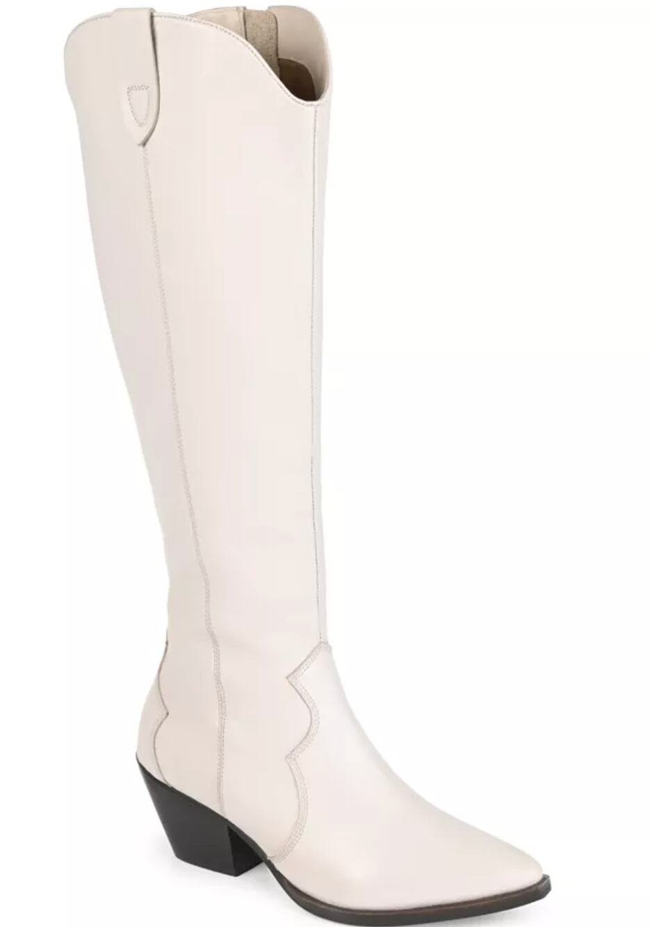 Journee Signature Pryse Western Knee High Boots 11 NWOT White Leather Heel